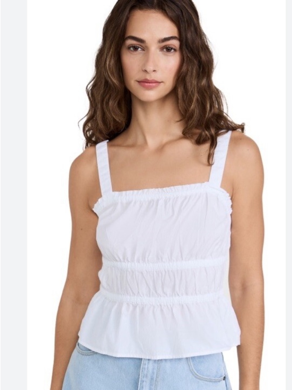 Madewell NWOT White Poplin Sophia Peplum Tank